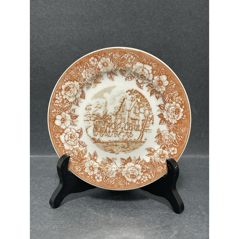 Shenango China 7150 46 Red Brown Transferware 5 Inch Side Plate Rare Carriage
